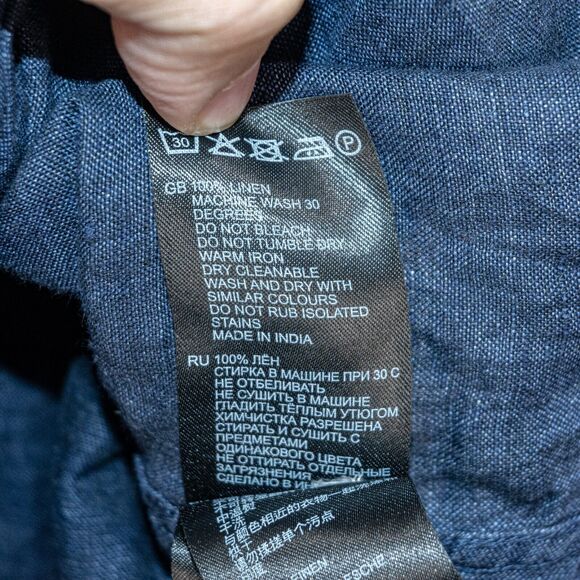 REISS Men's RUBAN Linen Button Through Shirt in Navy Blue Regular fit XL - Picture 7 of 7